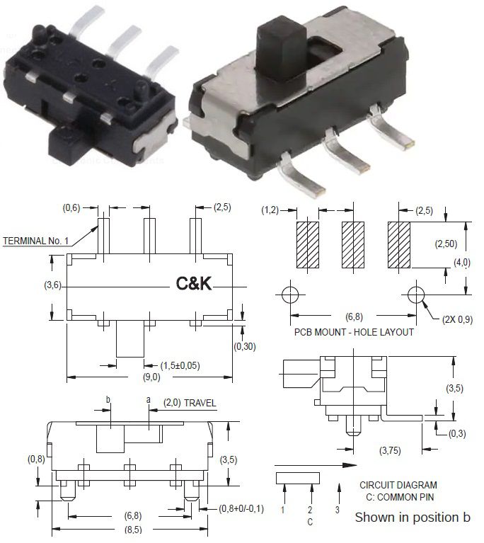 Micro Interruptor deslizante SMD C&K 102011